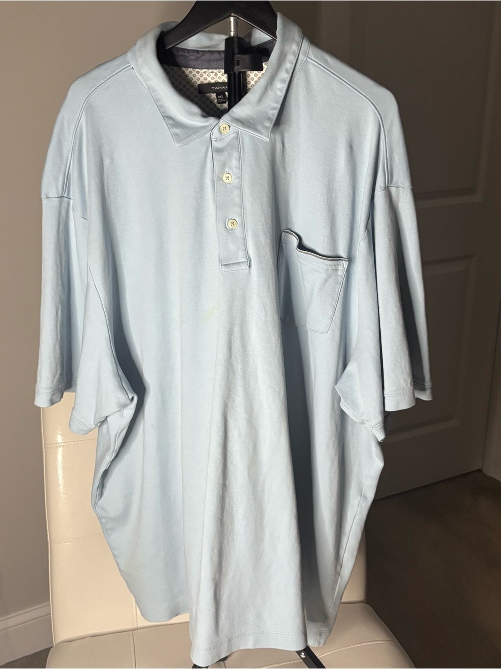 Tahari Pale Blue Men's Polo with Chest Pocket